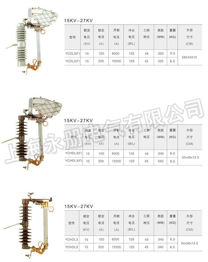 跌落式熔斷器的技術參數