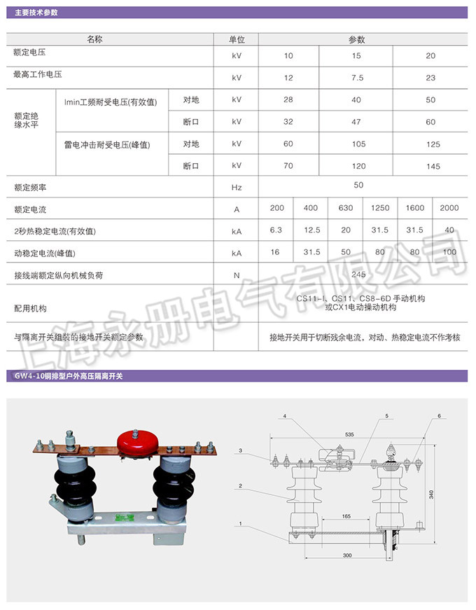 GW4型戶外高壓隔離開關的外形及結構